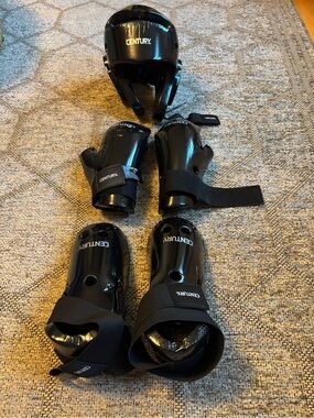 Black Protective Headgear with Matching Black Hand & Foot Guards